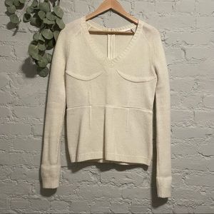 Helmut Lang White Wool Sweater